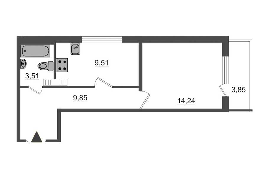 Однокомнатная квартира в : площадь 38.26 м2 , этаж: 1 – купить в Санкт-Петербурге